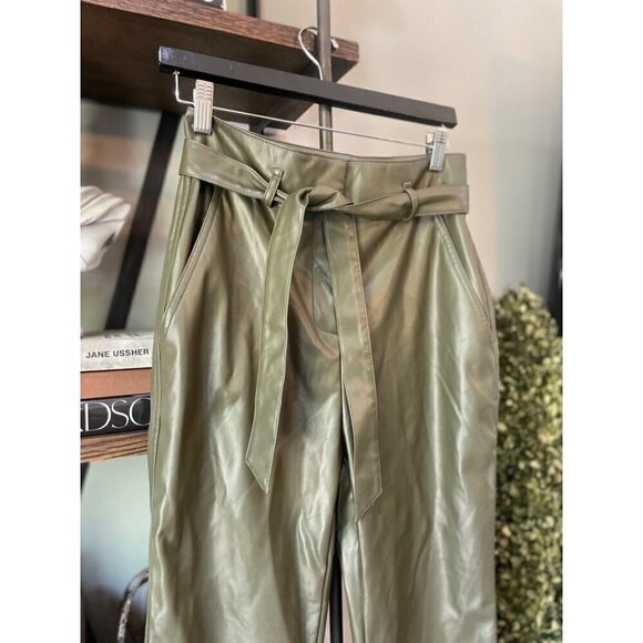 Peter Som Collective Faux Leather Pants Green Womens Size 4 - Picture 6 of 12
